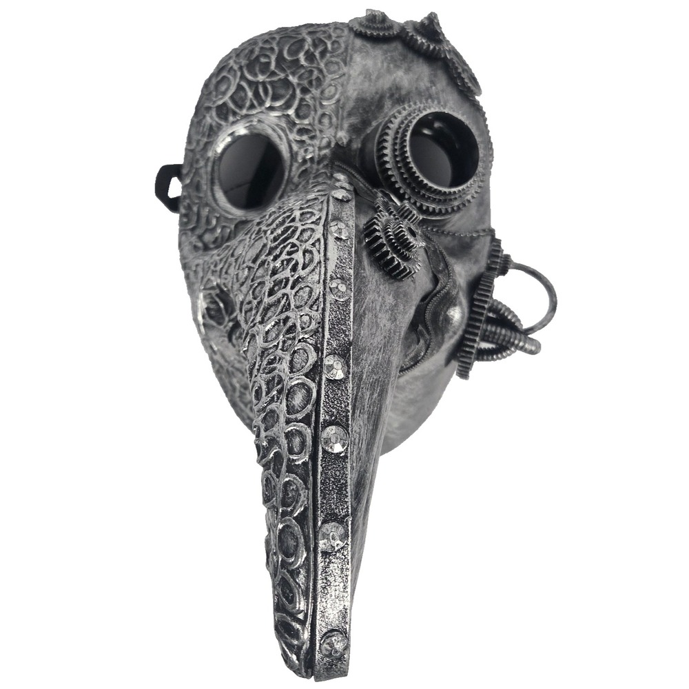 Spooky Hollow Plague Doctor Mask Adult One Size Silver New Steampunk Gothic Gear